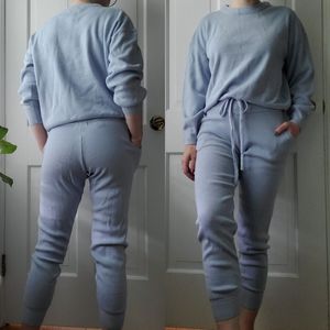 baby blue knit tracksuit set